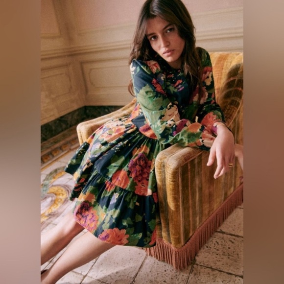 Sézane Trianon Print Blue Floral Hidaya Dress Size 34/XS - Picture 4 of 17